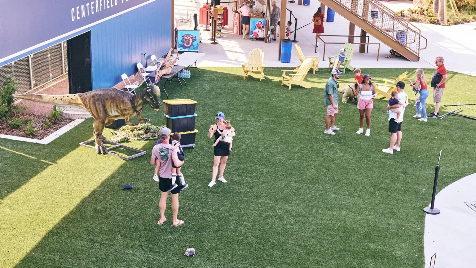 Guests enjoying an interactive themed activity at the ballpark